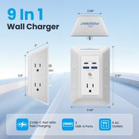 Multi Plug Outlet Surge Protector - POWSAF 5 Outlet Extender with 4 USB Ports(2 USB-C Fast Ports) and Night Light, 3-Sided Po...
