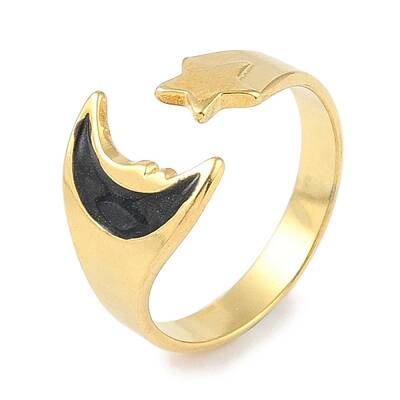 Ion Plating(IP) 304 Stainless Steel Enamel Cuff Finger Rings