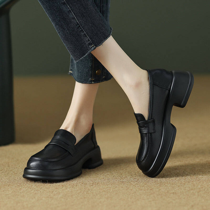 CHIKO Radhiya Round Toe Block Heels Loafers Shoes
