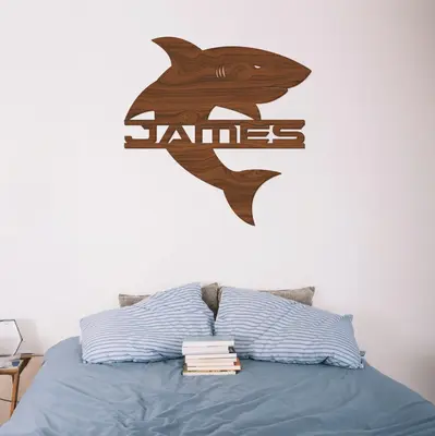 Shark Wood Name Sign