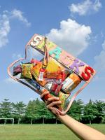 Letter Patched PVC S/L Size Snack Storage Bag, Portable Cosmetic Bag for Women & Girls, Casual Trendy Versatile High-quality ...