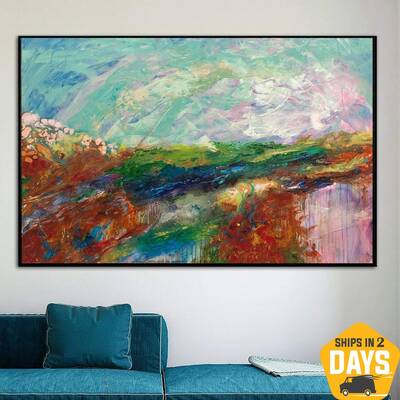 Large Abstract Landscape Painting Original Fine Art Pasty Painting Palette Knife Art Vivid Artwork Contemporary Art for Home ...