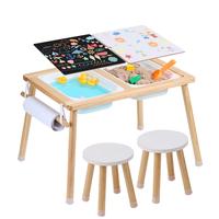 VEVOR Sensory Table and Chairs Set, Toddlers Activity Table with 2 Stools, 2 Storage Bins & Paper Roll Holder, Indoor/Outdoor...