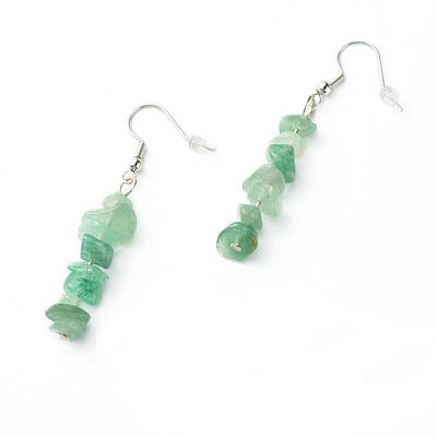 Natural Green Aventurine Chip Beads Dangle Earrings