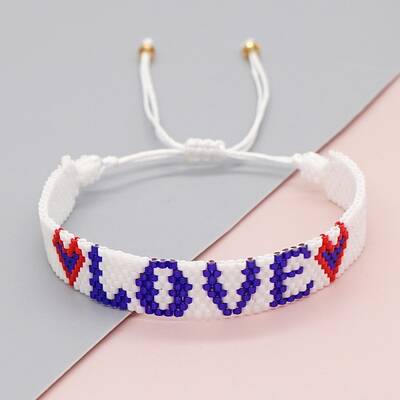 Friendship Word LOVE Loom Pattern MIYUKI Seed Beads Bracelets for Women