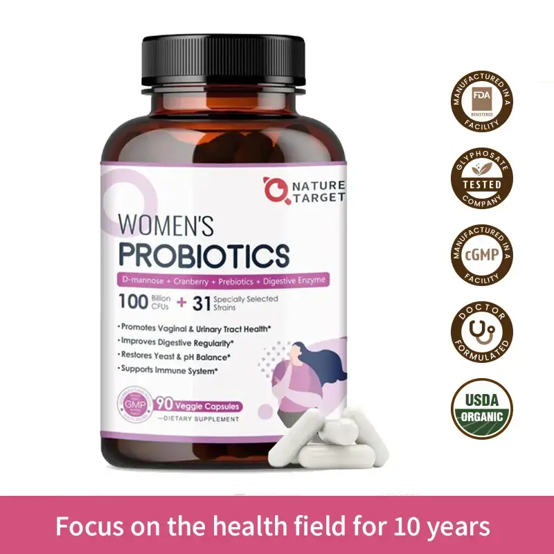 Nature Target Probiotics for Women, 100 Billion CFUs Probiotic with Digestive Enzymes & Prebiotics, Probiotics with Cranberry...