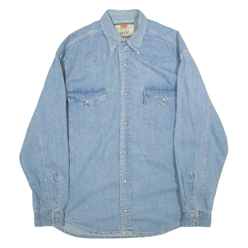LEVI'S Mens Plain Shirt Blue Long Sleeve M