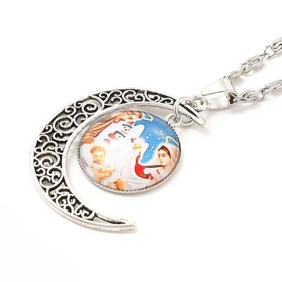 Glass Religion Fairy with Crescent Moon Pendant Necklace