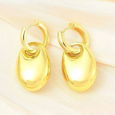 Oval Brass Hoop Earrings for Women