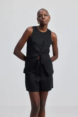 Hemp Vest Jacket in Black | Color: Black | Size: XL