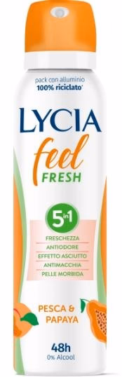 Lycia Feel Fresh Deodorant Spray 5In1 Peach And Papaya 150 Ml