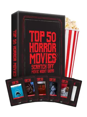 Top 50 Horror Movie Scratch Off Movie Night Cards by Palettes and Prints - Horror Movie Gift for Horror Movie Lovers - Card G...
