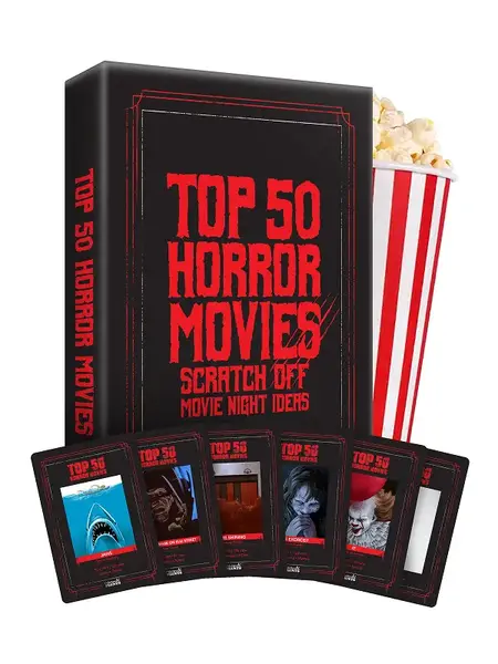 Top 50 Horror Movie Scratch Off Movie Night Cards by Palettes and Prints - Horror Movie Gift for Horror Movie Lovers - Card G...