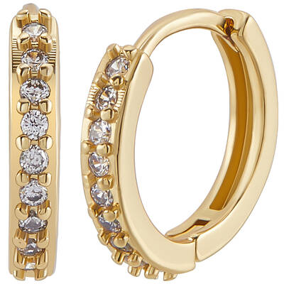 3 Pairs Brass Micro Pave Clear Cubic Zirconia Hoop Earrings