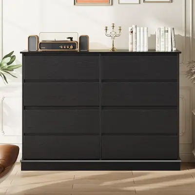 Garvee Black 8 Drawer Dressers for Bedroom, Chest of Drawers with Deep Drawers, Large Double Dresser for Closet with Wide Top...