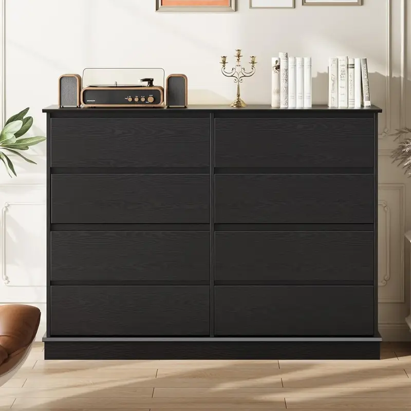 Garvee Black 8 Drawer Dressers for Bedroom, Chest of Drawers with Deep Drawers, Large Double Dresser for Closet with Wide Top...