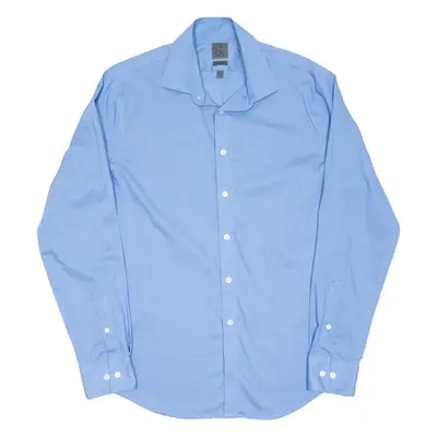 CALVIN KLEIN Slim Fit Mens Plain Shirt Blue Long Sleeve L
