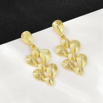 Brass Teardrop Dangle Stud Earrings