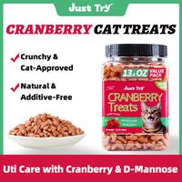 JUST TRY Cat Cranberry  Treats Urinary Tract Health Supplement with D-Mannose for Kidney Bladder and UTI Support Salmon Flavo...