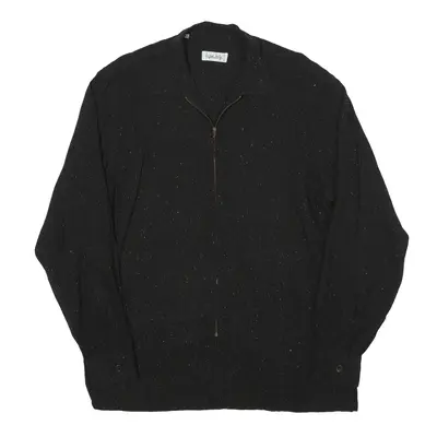 BRYAN HUSKY Shirt Black Viscose Long Sleeve Mens XL