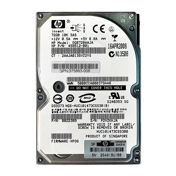 459512R-001 HP 72GB 3Gb/s SAS 10000 2.5-inch Hard Drive