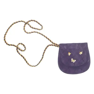 Womens Clutch Bag Purple Leather 90s