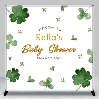 Clover Stpatricks Day Custom Baby Shower Backdrop - Aperturee