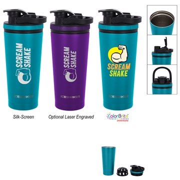 36 Promotional 26 oz Stainless Steel Ice Shaker Promo Bottle - ...