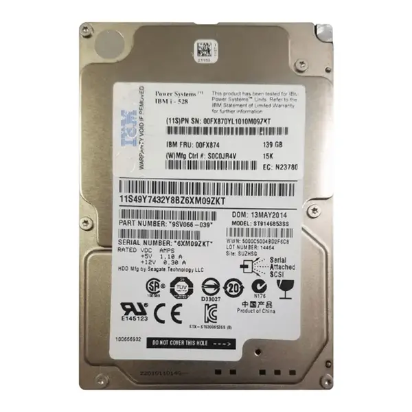 00FX874 IBM 139GB 3Gb/s SAS 15000 2.5-Inch Hard Drive