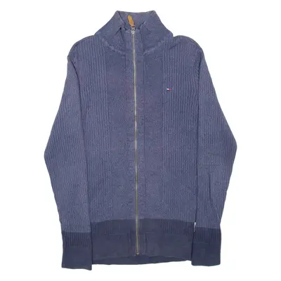 TOMMY HILFIGER Mens Jumper Blue High Neck Tight Knit M