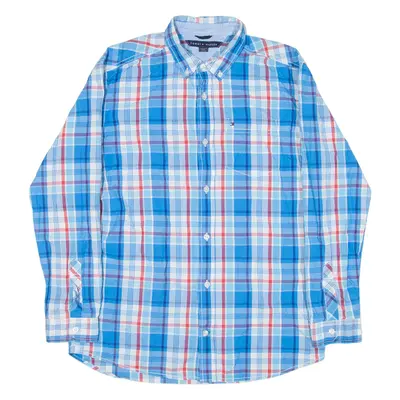 TOMMY HILFIGER Boys Shirt Blue Check Long Sleeve XL