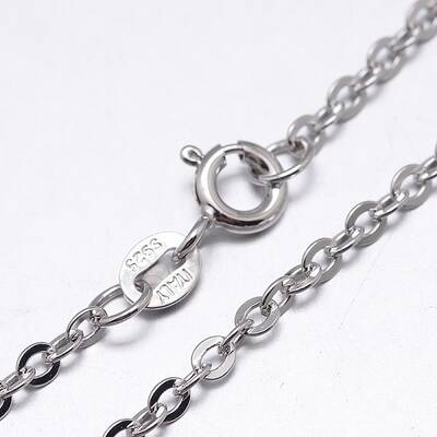 Anti-Tarnish Rhodium Plated 925 Sterling Silver Cable Chains Necklaces