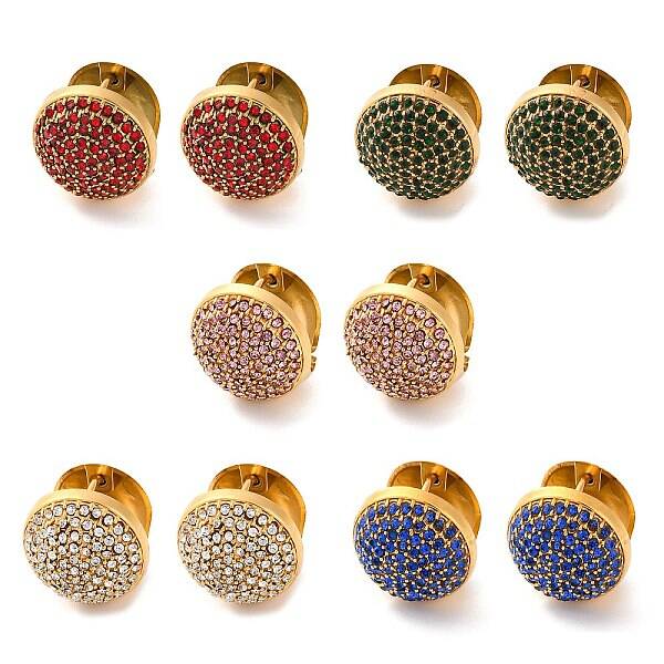 PVD Vacuum Plating 304 Stainless Steel Rhinestone Hoop Earrings for Women