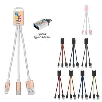 50 Custom 3-In-1 Braided Charging Buddy - Apple & Micro USB