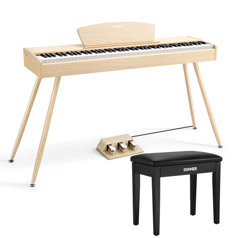 Donner DDP-80 Wooden Digital Piano - Light Oak / Piano+Black Bench