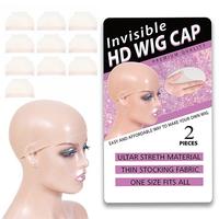 2 Pieces(1Pack) HD Wig Caps Super Soft and Breathable Bald Wig Cap