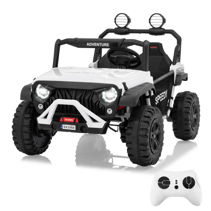 Garvee Ride P Series 24V Kids Toddler Ride On Truck 4WD 3 Speeds Large 7AH Battery Bluetooth MP3 Parent Safety Brake Red Outd...