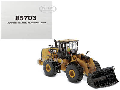CAT Caterpillar 966M Wheel Loader with Operator (Dirty Version) Weathered Series 1/50 Diecast Model by Diecast Masters
