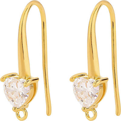 BENECREAT 20PCS 18K Gold Plated Cubic Zirconia Earring Hooks Ear Wires with Dangle Loops for DIY Jewelry Making Craft