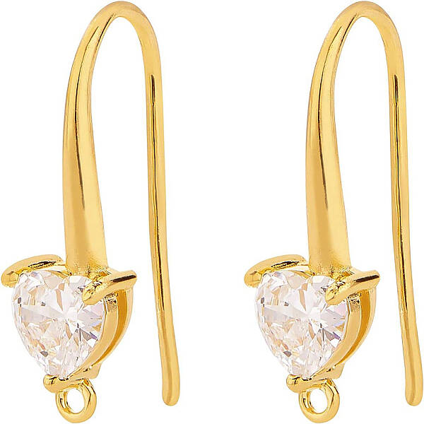 BENECREAT 20PCS 18K Gold Plated Cubic Zirconia Earring Hooks Ear Wires with Dangle Loops for DIY Jewelry Making Craft
