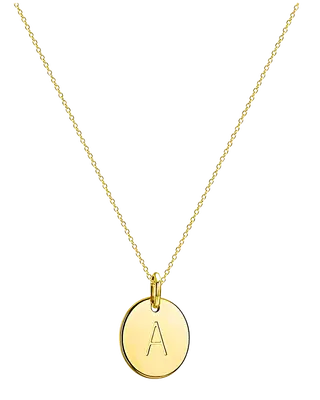 18K Gold Letter Pendant Necklace - Personalized Initial Circle