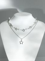 Star & Faux Pearl Decor Pendant Necklace, Chains Jewelry for Party, Daily Decor, Trendy All-match & Exquisite Jewelry for Bir...
