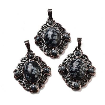 Natural Snowflake Obsidian Rhombus Pendants