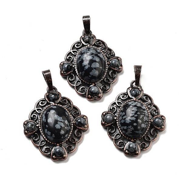 Natural Snowflake Obsidian Rhombus Pendants