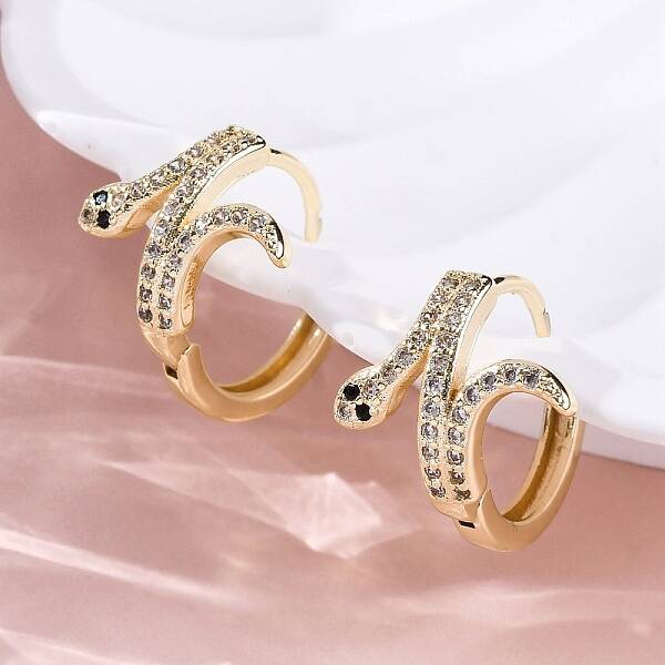 Brass Cubic Zirconia Hoop Earrings