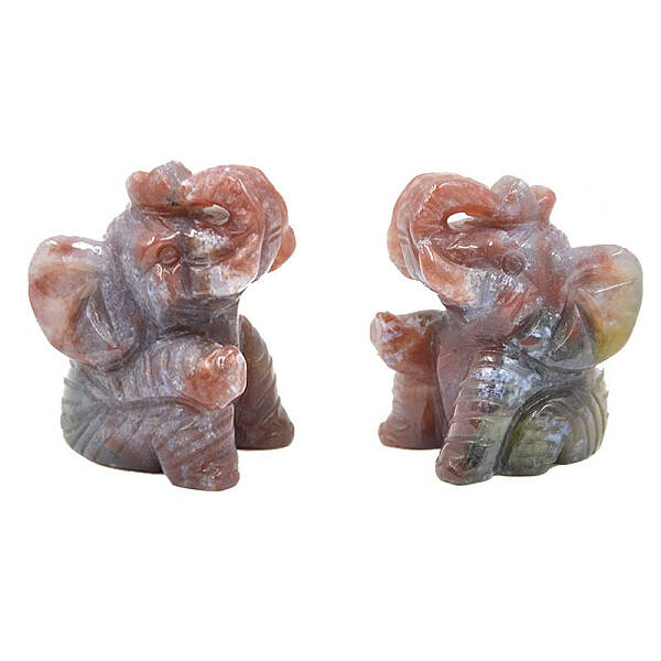 Natural Agate Carved Healing Elephant Figurines