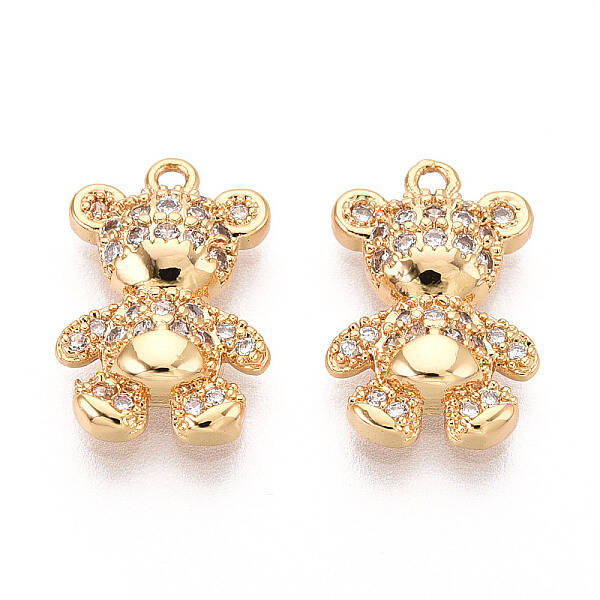 Brass Micro Pave Clear Cubic Zirconia Pendants