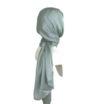 Luxe Elegance Satin Crinkle Hijab -Eucalyptus Green