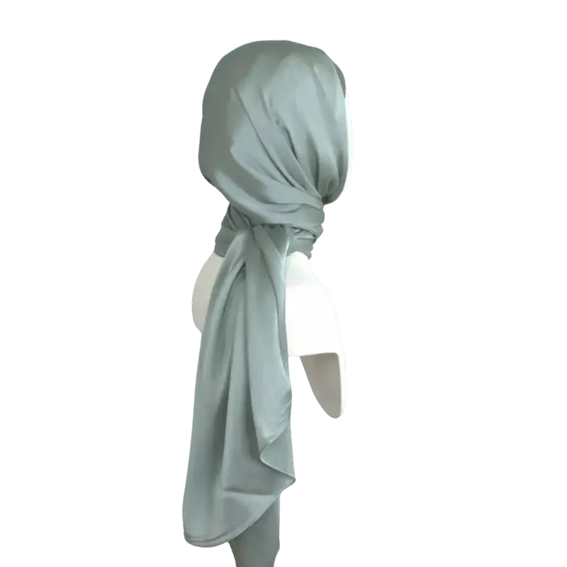 Luxe Elegance Satin Crinkle Hijab -Eucalyptus Green
