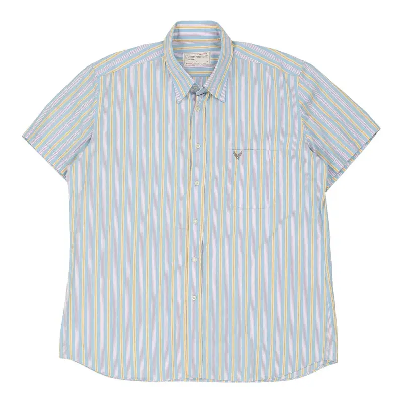 Avirex Striped Short Sleeve Shirt - 2XL Blue Cotton